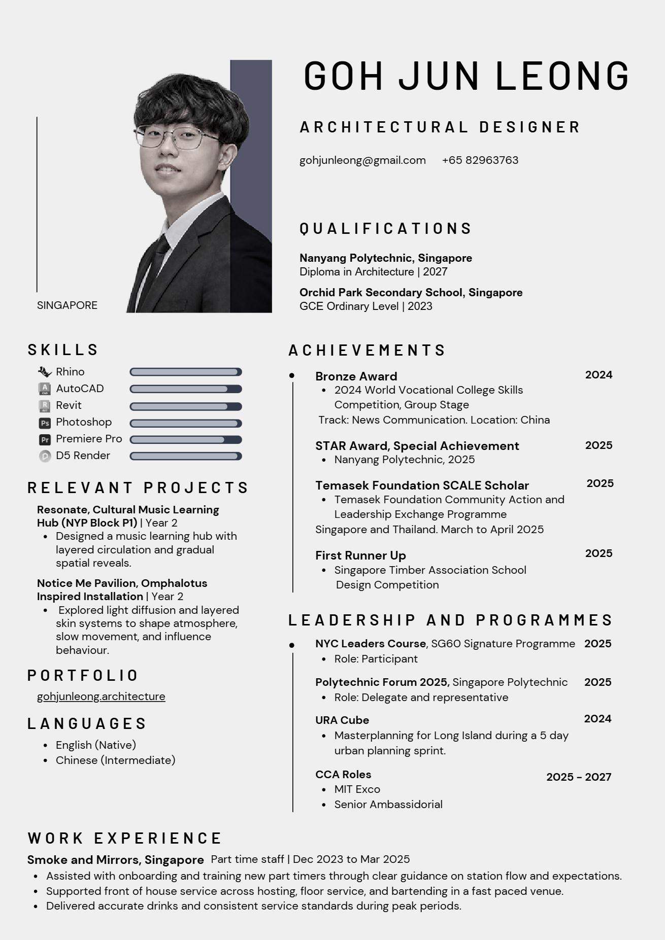 Résumé — Goh Jun Leong